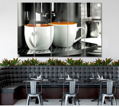 Two Cups of Coffee Canvas Print ArtLexy 5 Panels 36"x24" inches 
