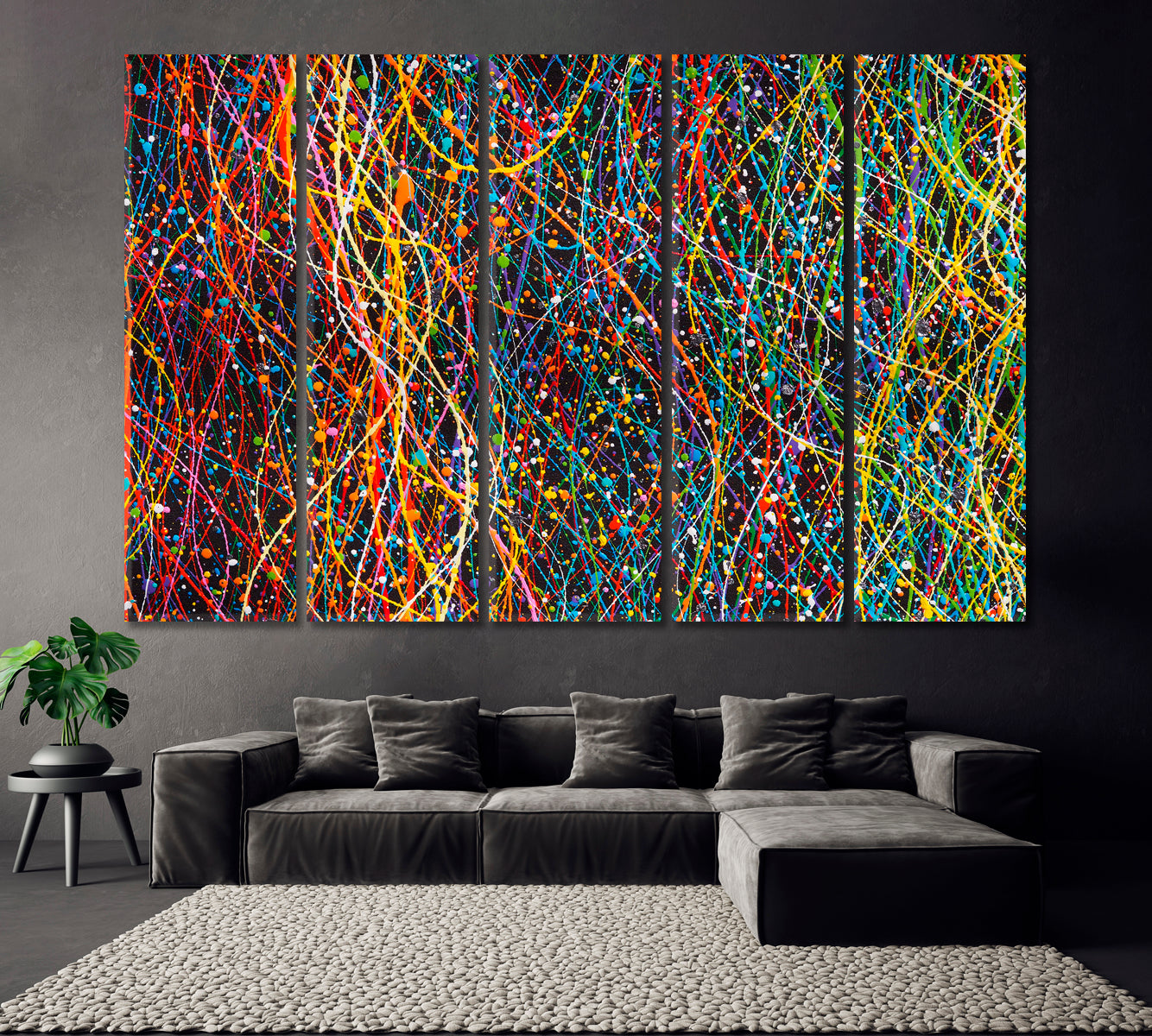 Splash of Colorful Ink Canvas Print ArtLexy 5 Panels 36"x24" inches 