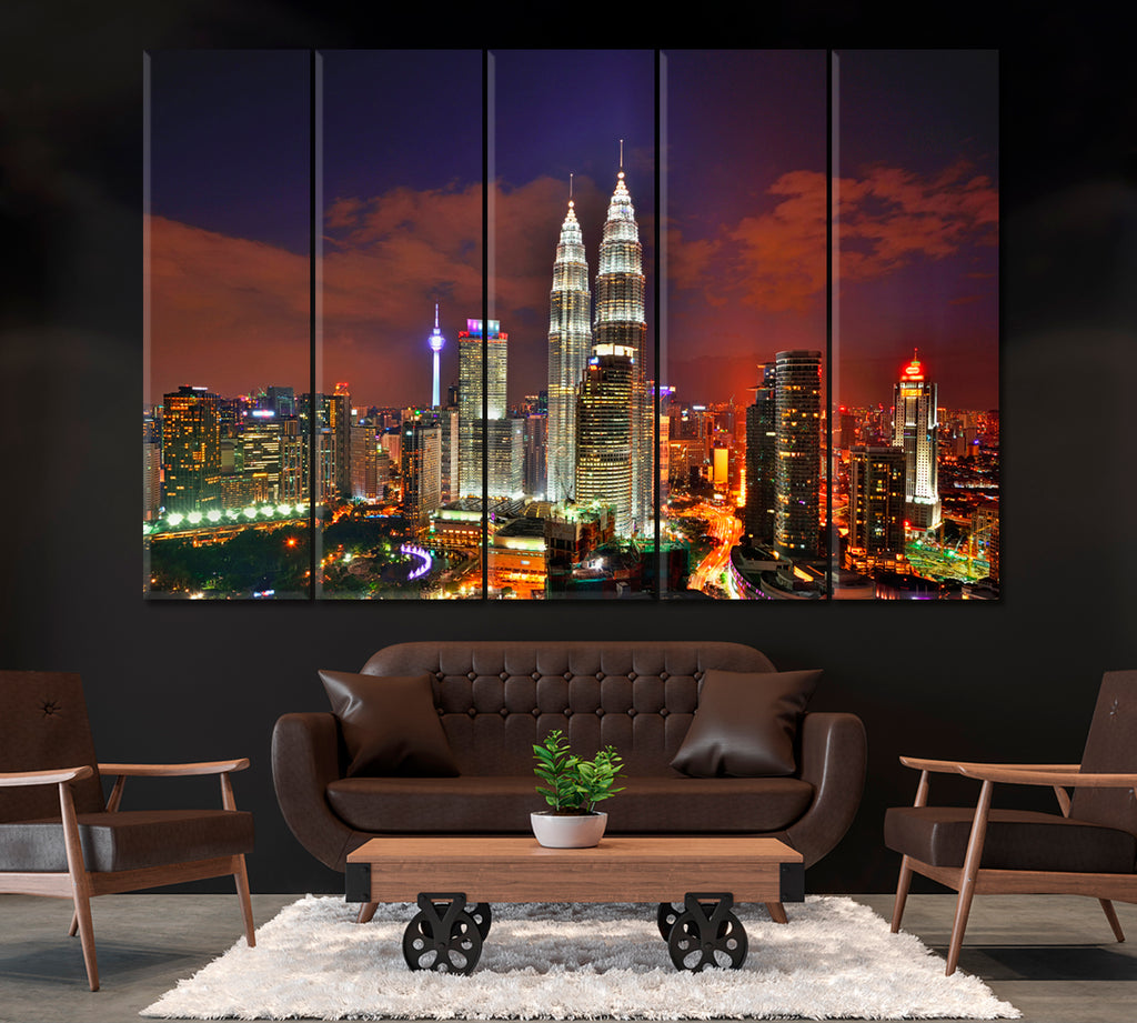 Kuala Lumpur City Centre Canvas Print ArtLexy 5 Panels 36"x24" inches 