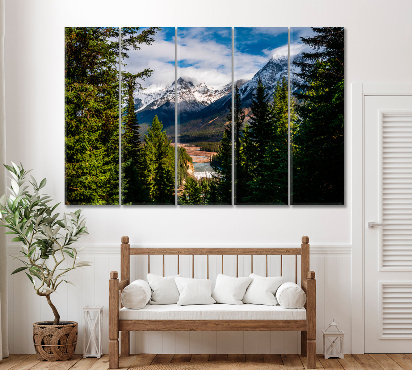 Mountain Range in Yoho National Park Canada Canvas Print ArtLexy 5 Panels 36"x24" inches 