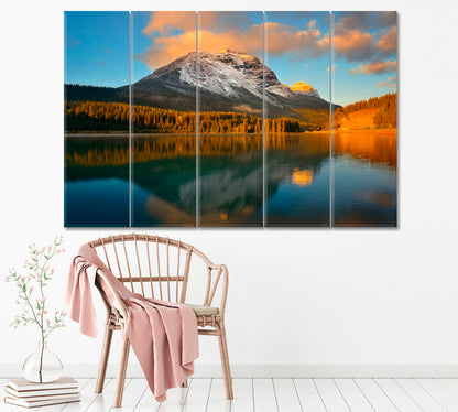 Mountain Lake in Banff National Park Canvas Print ArtLexy 5 Panels 36"x24" inches 