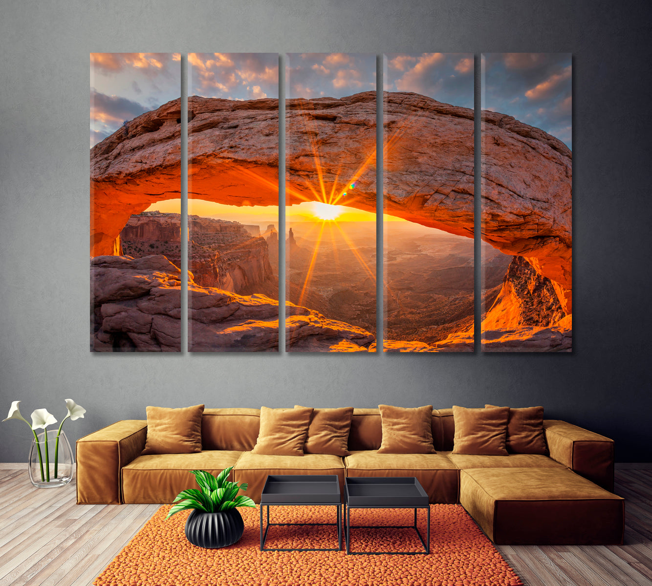 Mesa Arch at Sunrise in Canyonlands National Park Utah USA Canvas Print ArtLexy 5 Panels 36"x24" inches 