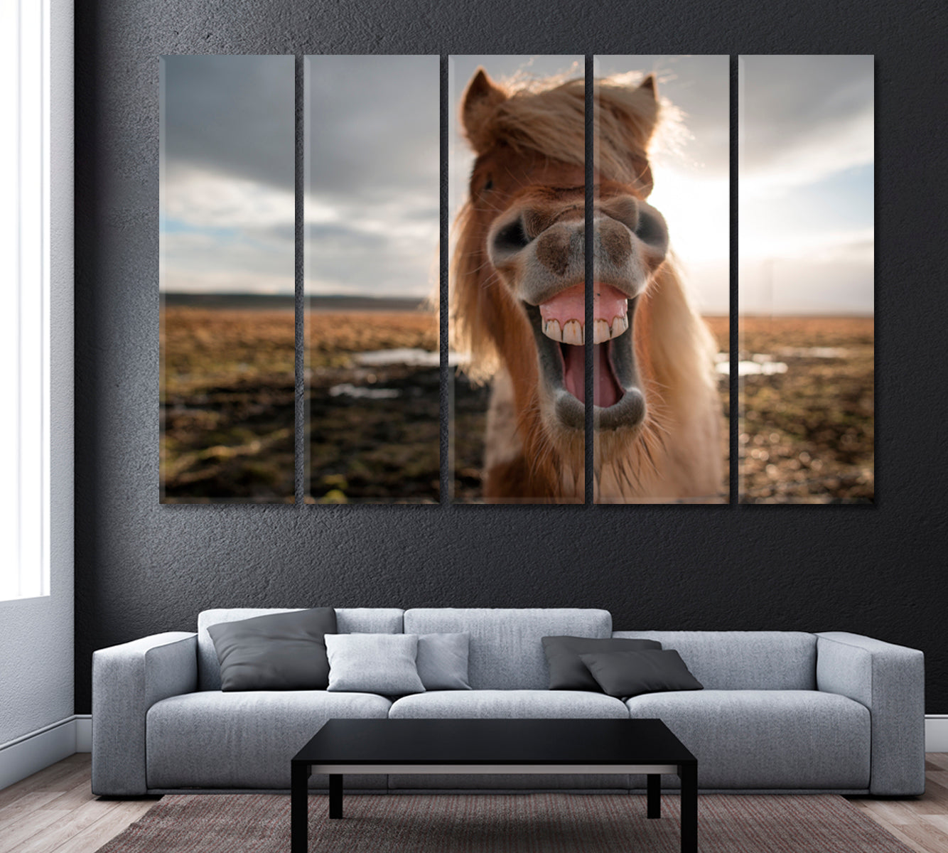 Smiling Icelandic Horse Canvas Print ArtLexy 5 Panels 36"x24" inches 
