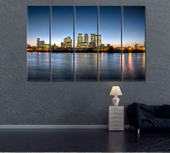 Canary Wharf Financial District London Canvas Print ArtLexy 5 Panels 36"x24" inches 