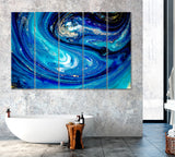 Abstract Blue Swirls of Marble Canvas Print ArtLexy 5 Panels 36"x24" inches 