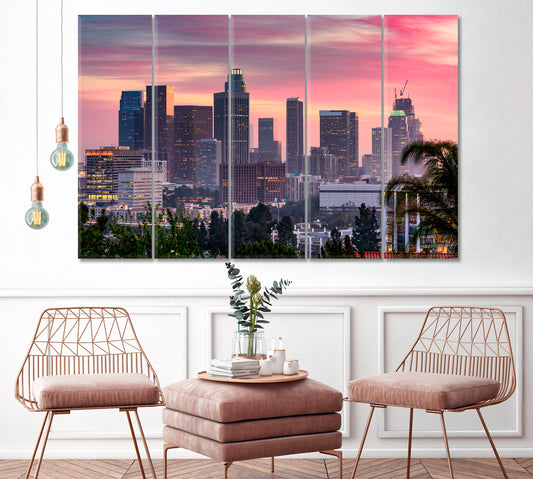 Los Angeles California Canvas Print ArtLexy 5 Panels 36"x24" inches 