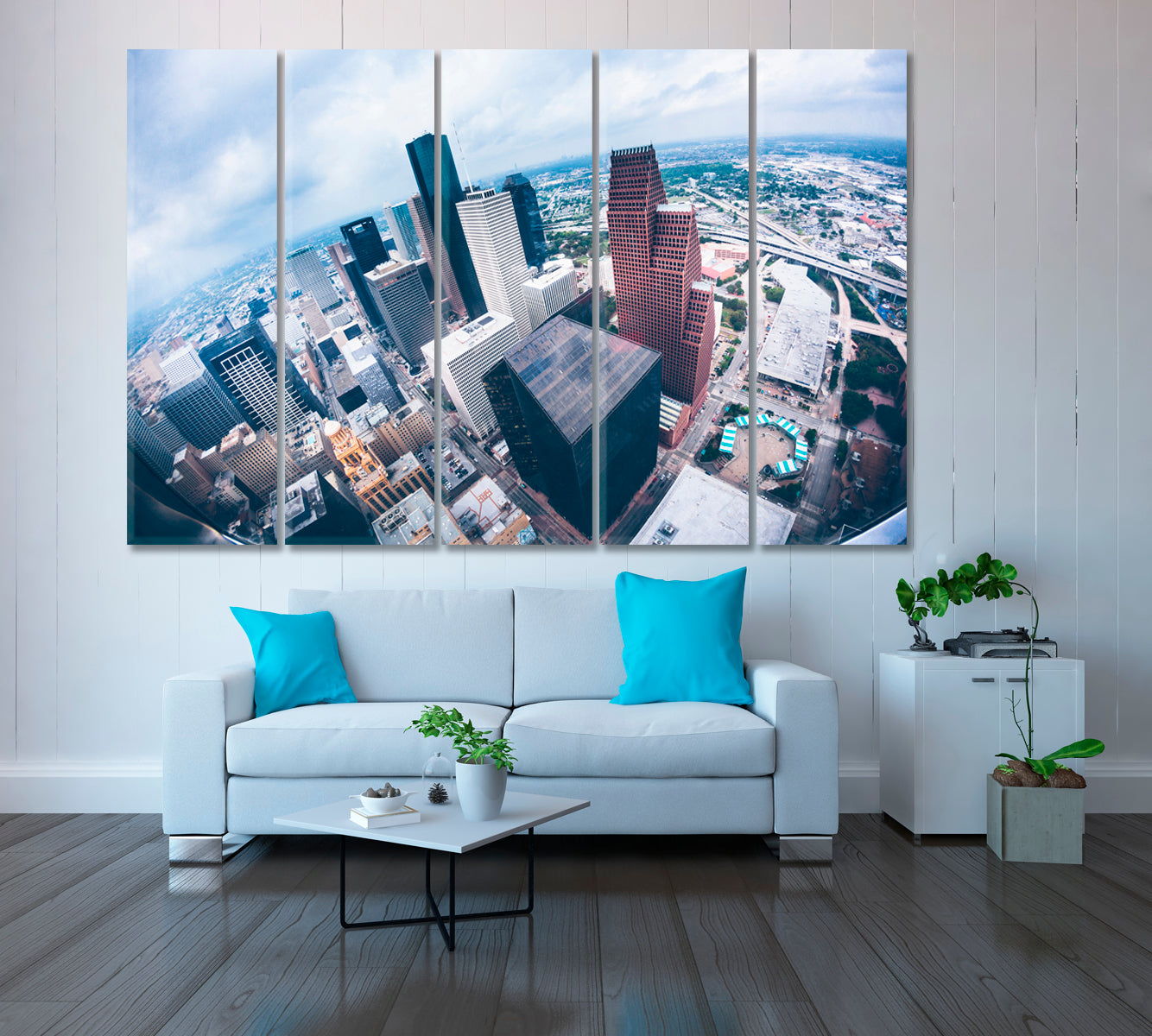 Houston Downtown Skyline Canvas Print ArtLexy 5 Panels 36"x24" inches 