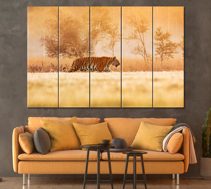 Tiger in Taiga Canvas Print ArtLexy 5 Panels 36"x24" inches 