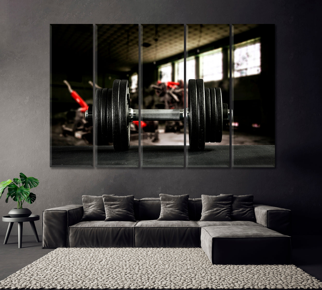 Dumbbell in Gym Canvas Print ArtLexy 5 Panels 36"x24" inches 