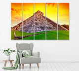 Kukulkan Pyramid Mexico Canvas Print ArtLexy 5 Panels 36"x24" inches 