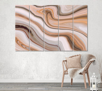 Brown Marble Ink Pattern Canvas Print ArtLexy 5 Panels 36"x24" inches 