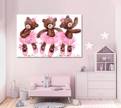 Cute Teddy Bear Ballerina Canvas Print ArtLexy   