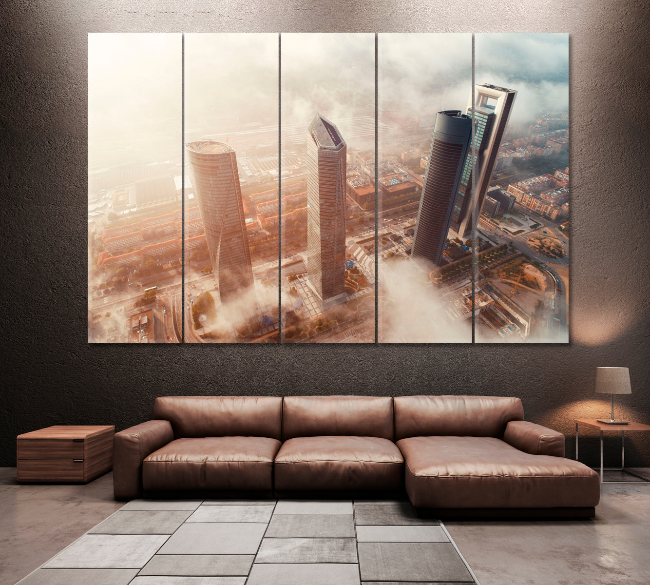 Madrid Financial Business District Spain Canvas Print ArtLexy 5 Panels 36"x24" inches 