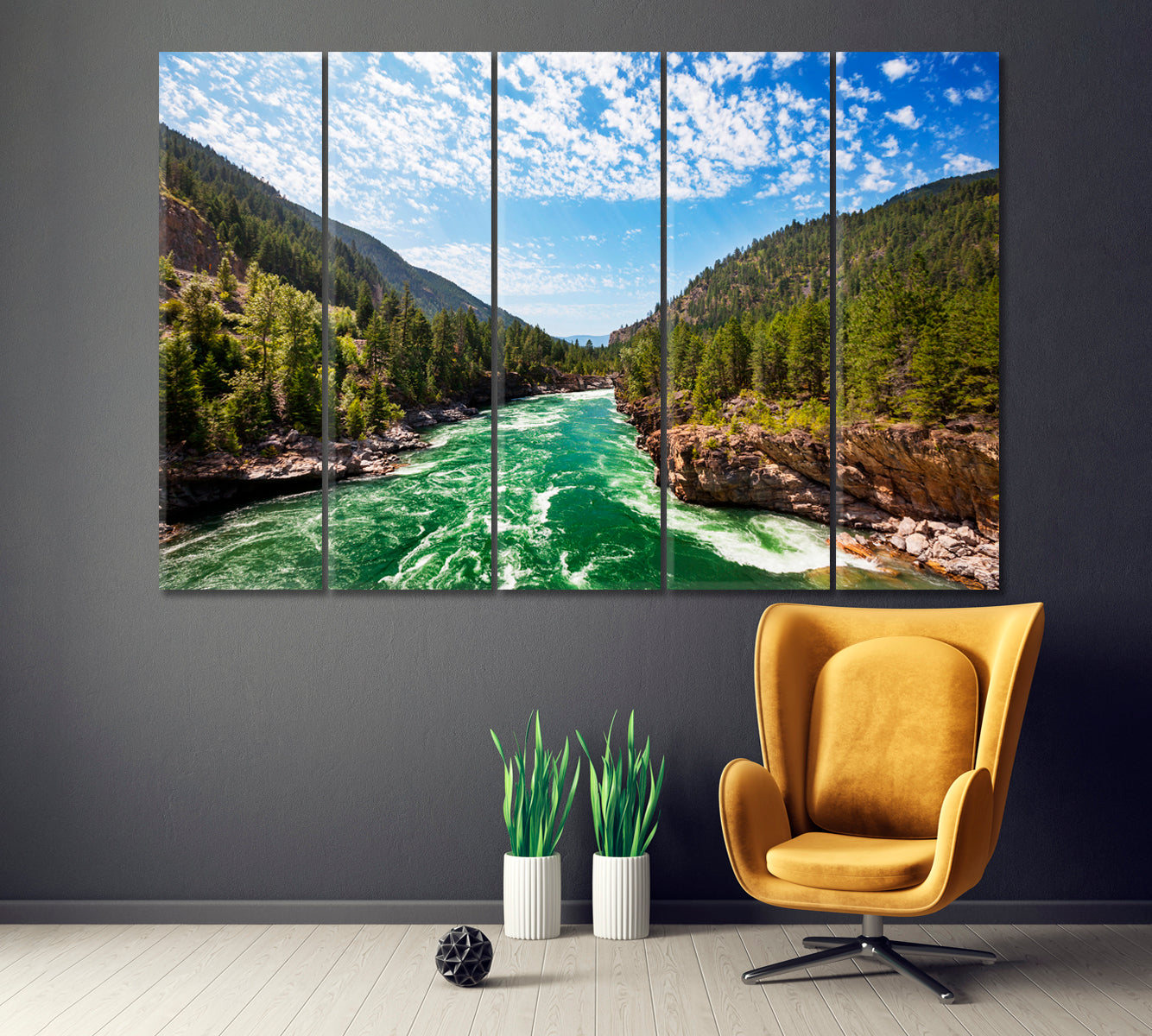 Kootenay River Columbia Canvas Print ArtLexy 5 Panels 36"x24" inches 