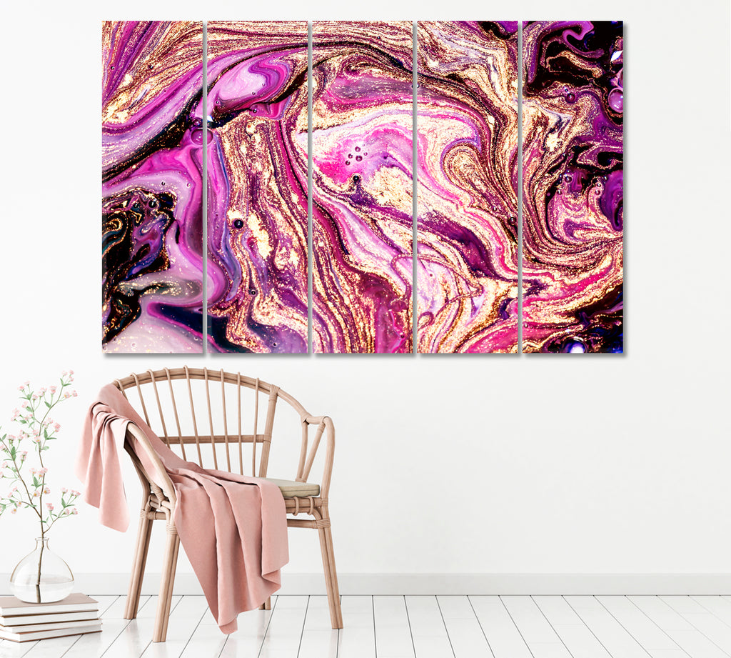 Abstract Purple Marble Pattern Canvas Print ArtLexy 5 Panels 36"x24" inches 