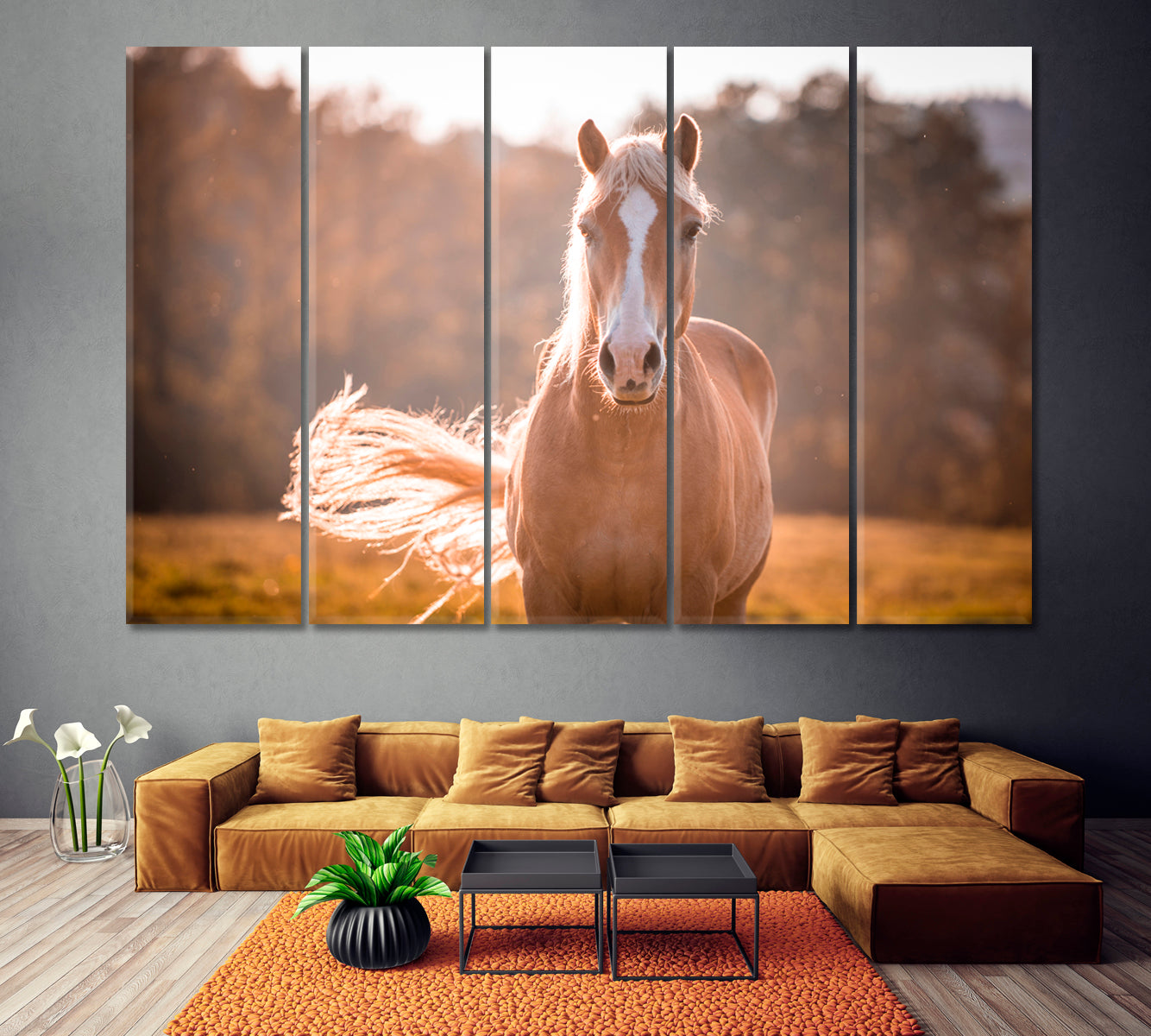 Beautiful Haflinger Horse Canvas Print ArtLexy 5 Panels 36"x24" inches 