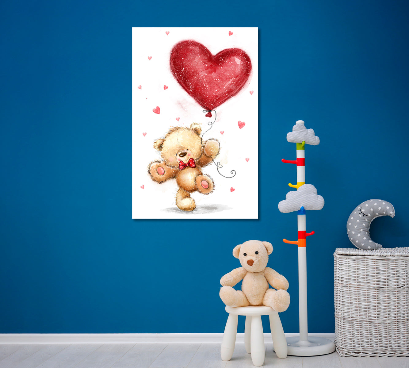 Cute Teddy Bear with Big Heart Canvas Print ArtLexy   