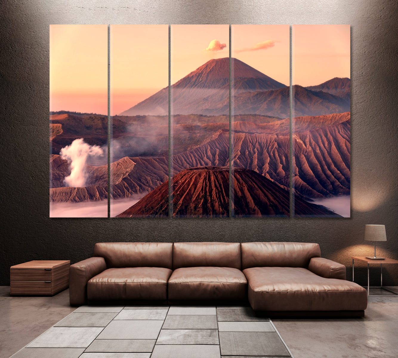 Mount Bromo Indonesia Canvas Print ArtLexy 5 Panels 36"x24" inches 