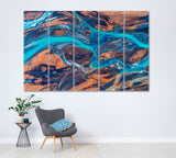 Aerial View Thjorsa River Iceland Canvas Print ArtLexy 5 Panels 36"x24" inches 