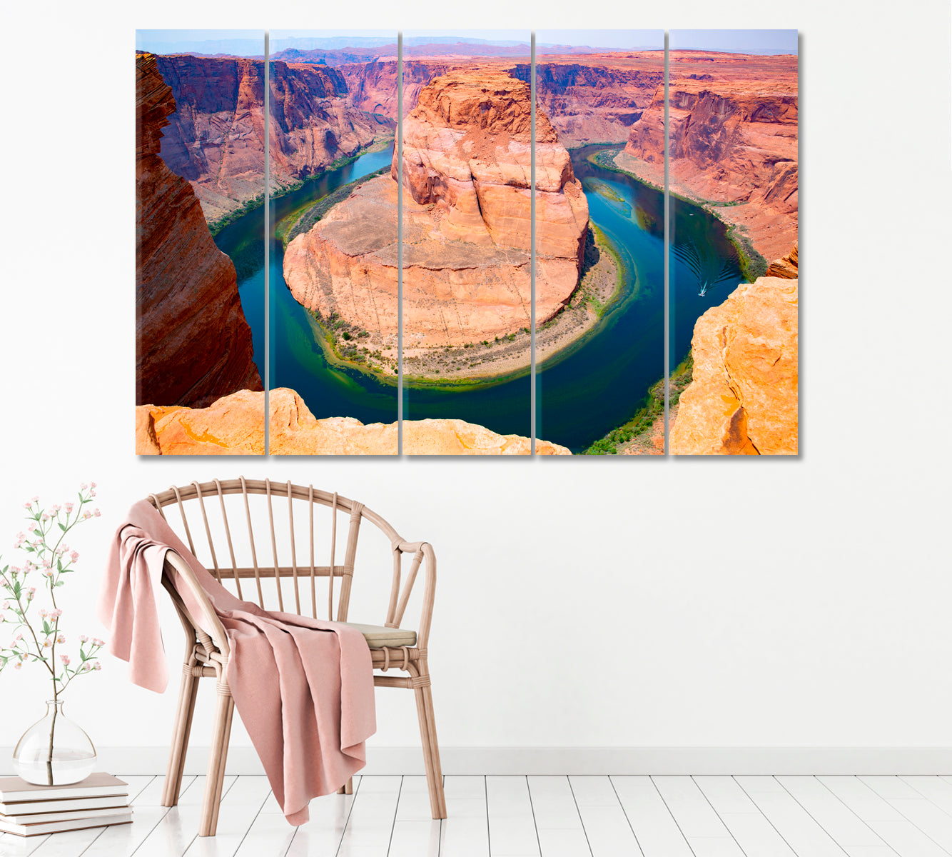 Horseshoe Bend in Glen Canyon Colorado River Arizona Canvas Print ArtLexy 5 Panels 36"x24" inches 