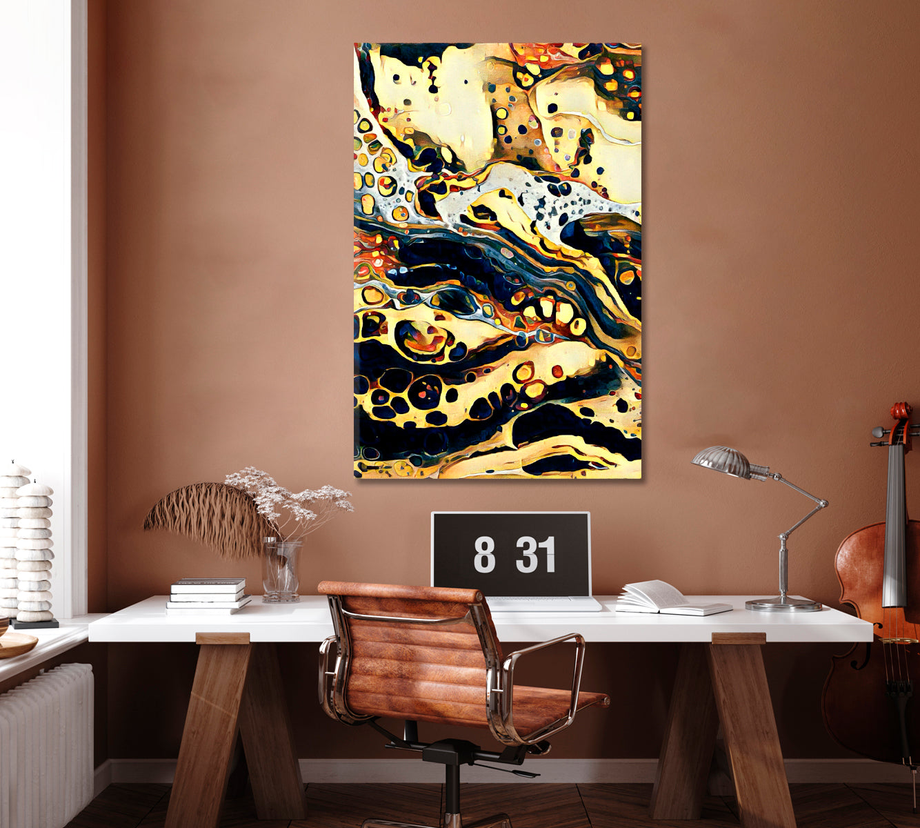 Yellow Liquid Marble Waves Canvas Print ArtLexy 1 Panel 16"x24" inches 