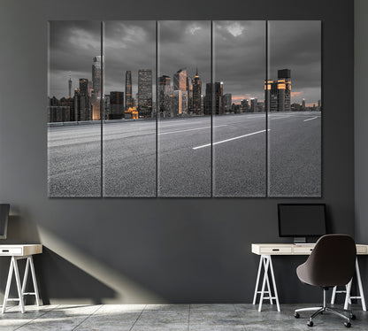Guangzhou City Road Canvas Print ArtLexy 5 Panels 36"x24" inches 