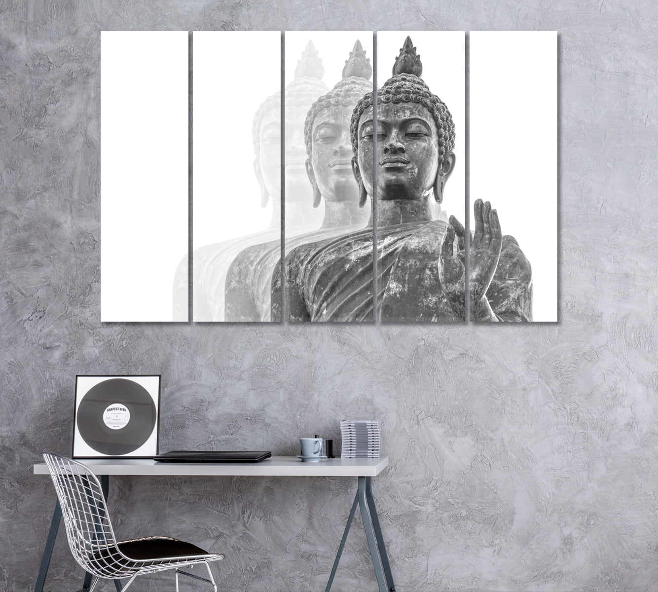 Walking Buddha statue at Buddhamonthon Thailand Canvas Print ArtLexy 5 Panels 36"x24" inches 