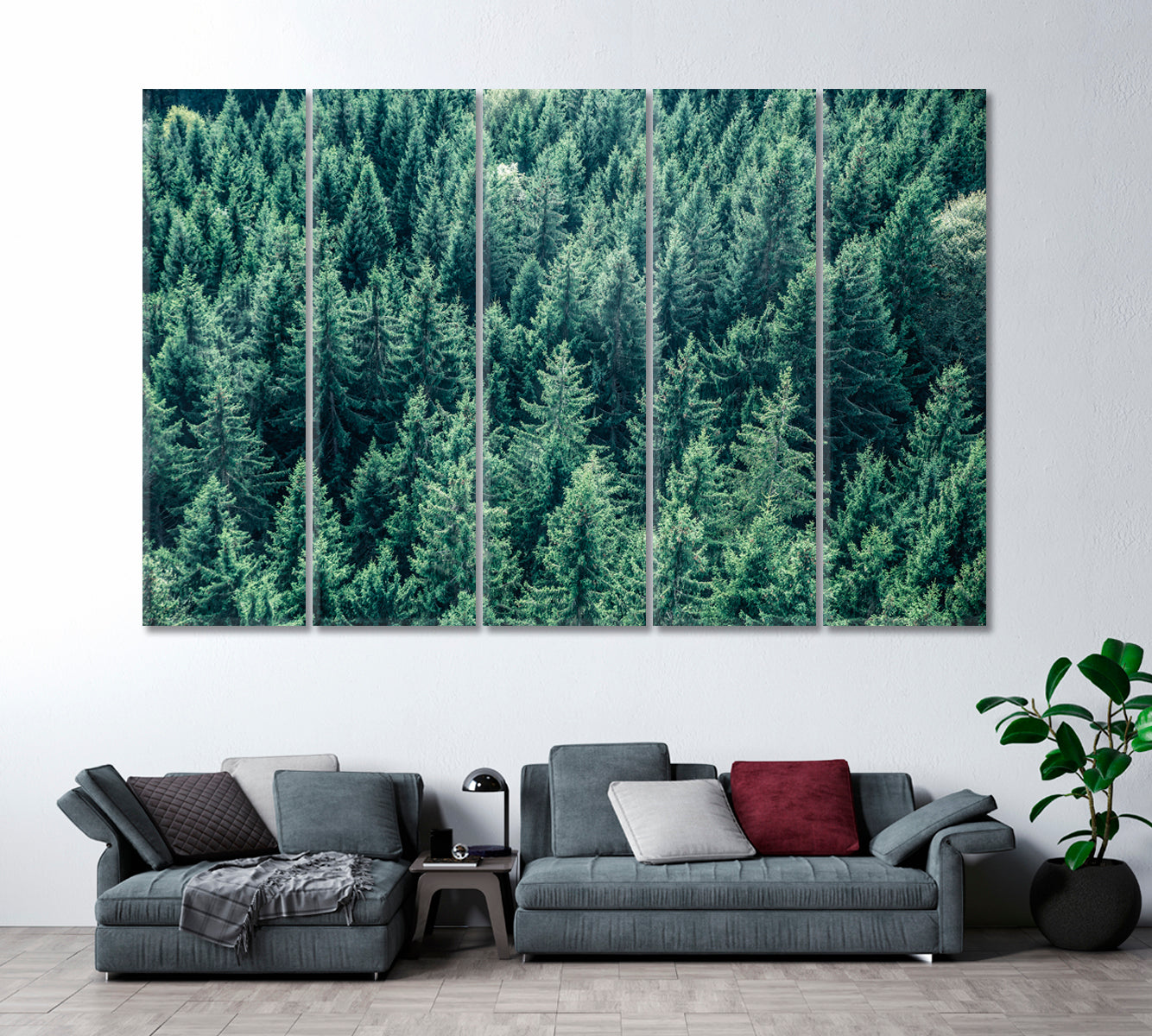 Fir Forest Canvas Print ArtLexy 5 Panels 36"x24" inches 