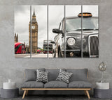 London Taxi and Big Ben Canvas Print ArtLexy 5 Panels 36"x24" inches 