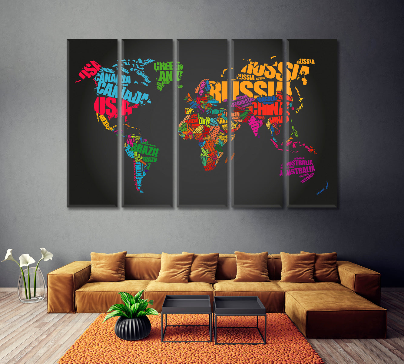 World Map with Countries Names Canvas Print ArtLexy   