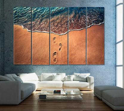 Footsteps on Sand Canvas Print ArtLexy 5 Panels 36"x24" inches 