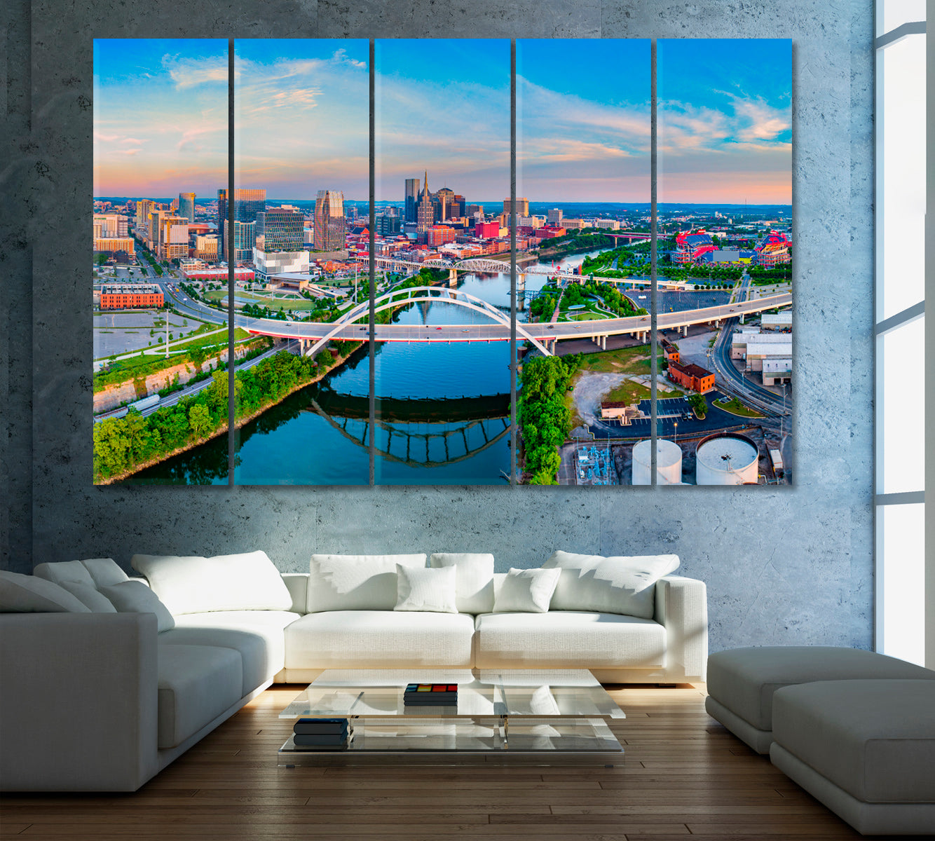 Downtown Nashville, Tennessee Cityscape Canvas Print ArtLexy 5 Panels 36"x24" inches 