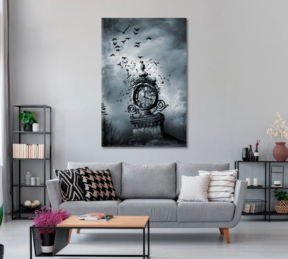 Surrealistic Old Clock. Time is Running Out Canvas Print ArtLexy   