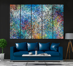 Abstract Expressionism Pattern Canvas Print ArtLexy 5 Panels 36"x24" inches 