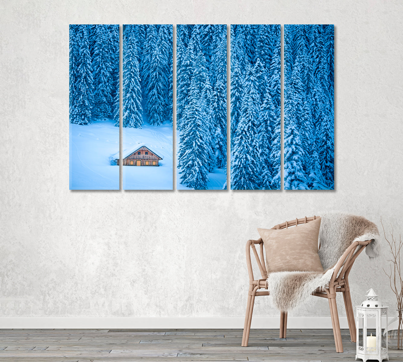 Winter Forest and Mountain Chalet Austria Canvas Print ArtLexy   