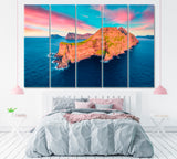 Sunset on Kalsoy Island Faroe Islands Denmark Canvas Print ArtLexy 5 Panels 36"x24" inches 