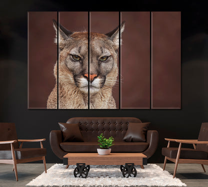 Funny Cougar American Puma Canvas Print ArtLexy 5 Panels 36"x24" inches 