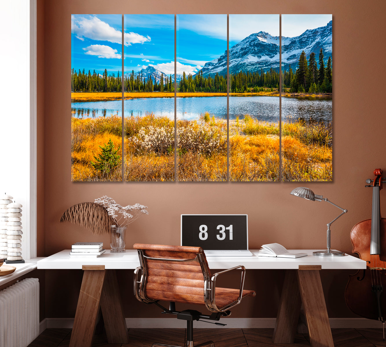 Canada Landscape with Mountains and Forest Canvas Print ArtLexy 5 Panels 36"x24" inches 