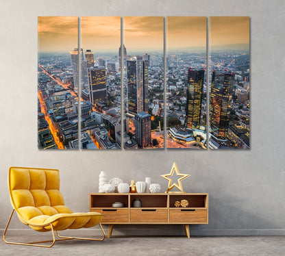 Cityscape of Frankfurt Germany Canvas Print ArtLexy 5 Panels 36"x24" inches 