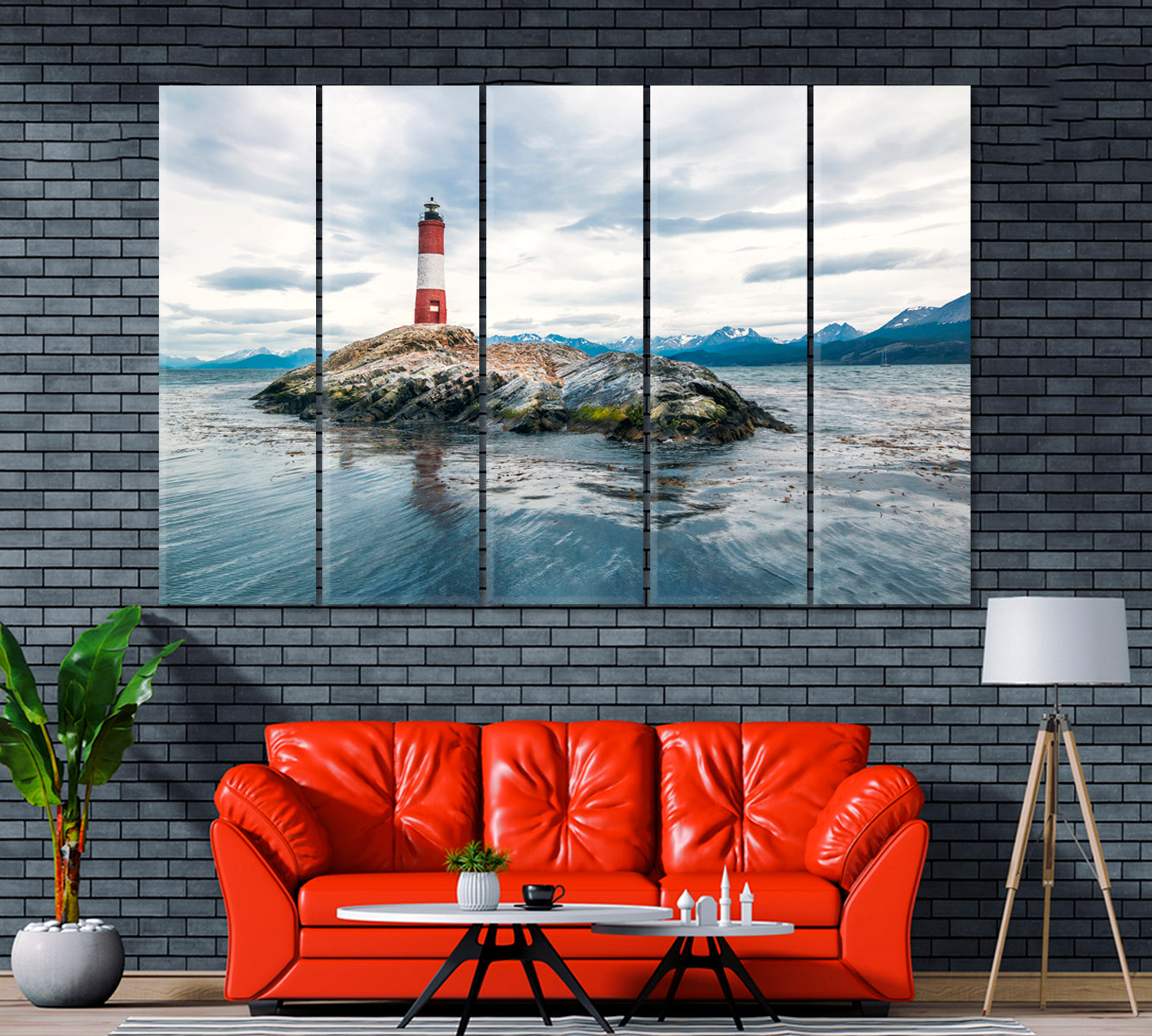 Les Eclaireurs Lighthouse Ushuaia Argentina Canvas Print ArtLexy 5 Panels 36"x24" inches 