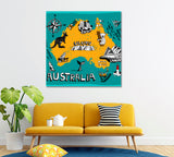 Illustrated Map of Australia Canvas Print ArtLexy   