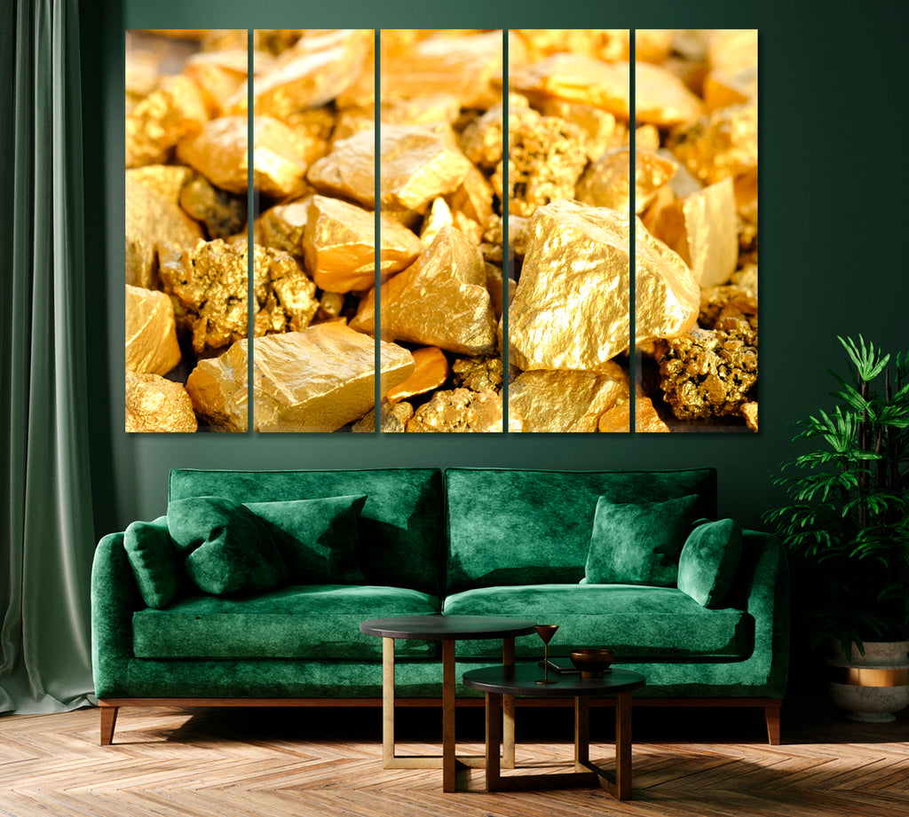 Gold Pieces Canvas Print ArtLexy 5 Panels 36"x24" inches 