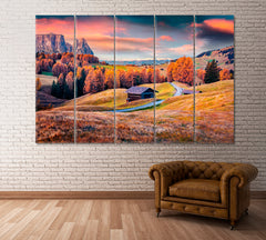 Alpe di Siusi Dolomites Canvas Print ArtLexy 5 Panels 36"x24" inches 