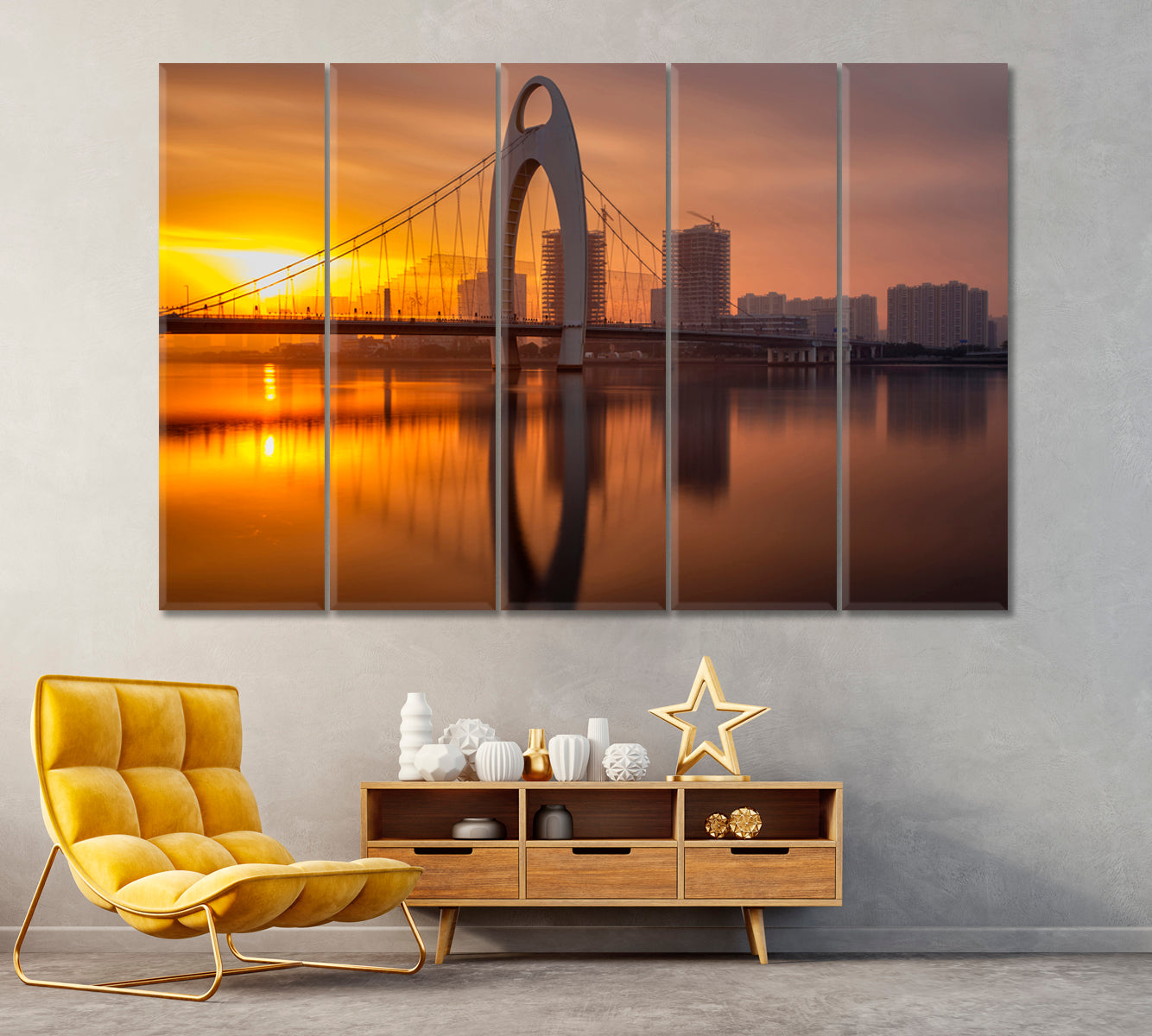 Modern Building of Financial District in Guangzhou Canvas Print ArtLexy 5 Panels 36"x24" inches 