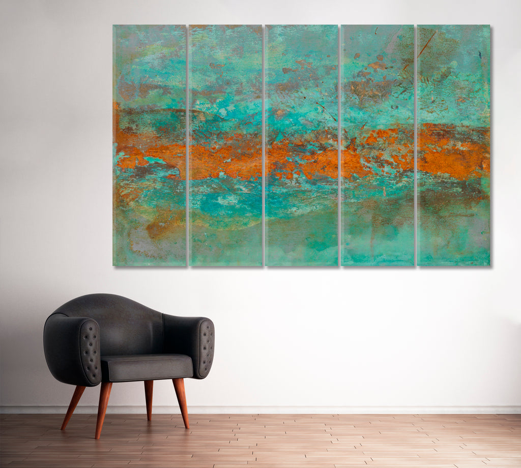 Abstract Painting Oxidized Metal Canvas Print ArtLexy 5 Panels 36"x24" inches 