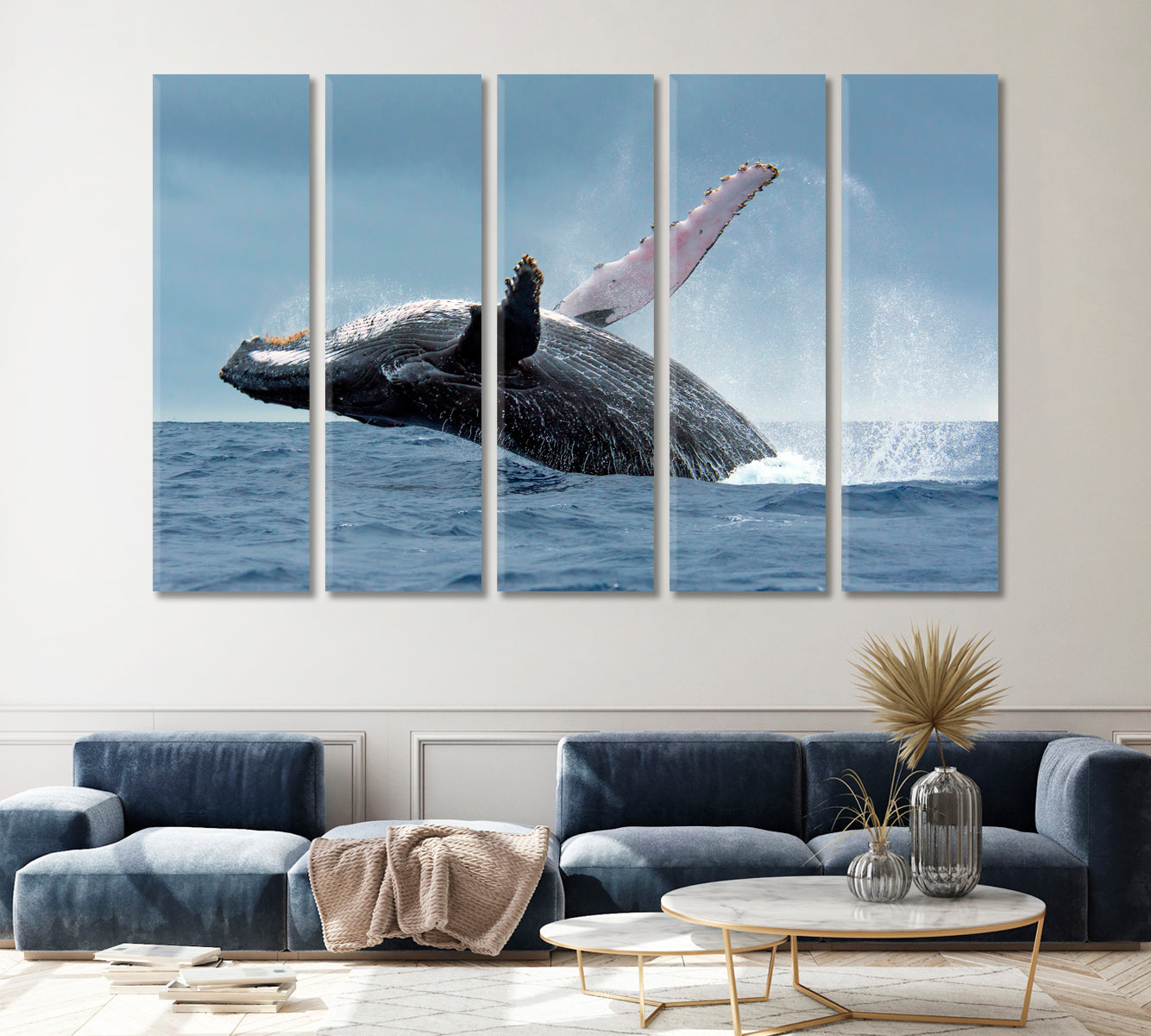 Humpback Whale in Tonga Waters Canvas Print ArtLexy 5 Panels 36"x24" inches 