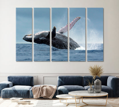Humpback Whale in Tonga Waters Canvas Print ArtLexy 5 Panels 36"x24" inches 