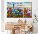 Paris Skyline Canvas Print ArtLexy 5 Panels 36"x24" inches 