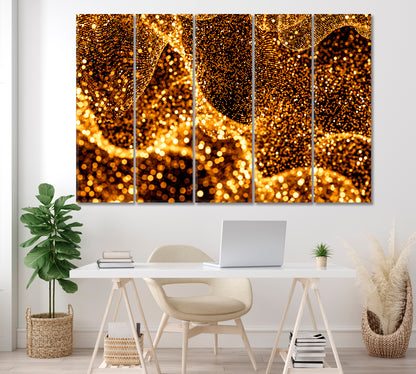 Gold Glitter Canvas Print ArtLexy 5 Panels 36"x24" inches 