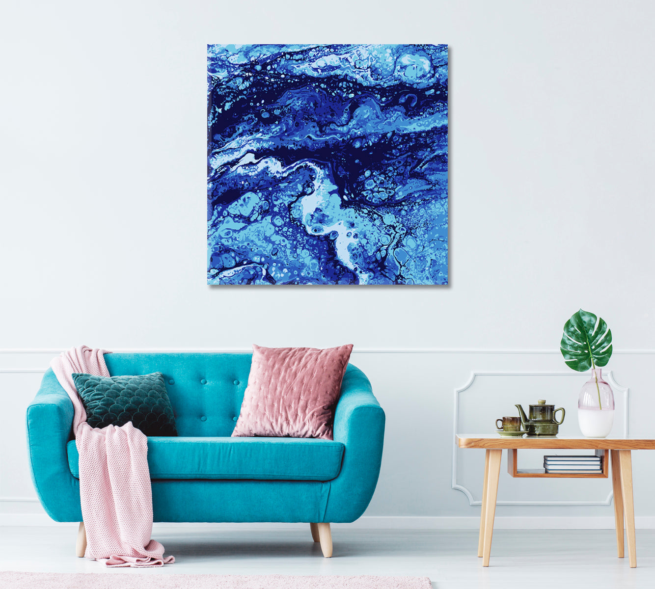 Abstract Blue Liquid Pattern Canvas Print ArtLexy   